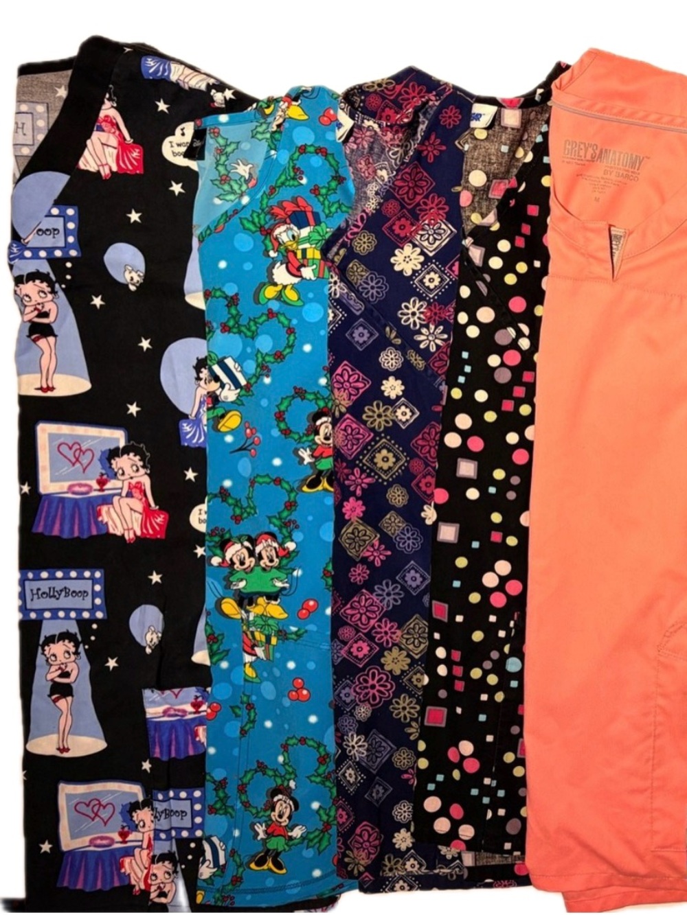 Grey's Anatomy Scrubstar Disney Betty Boop Medical Scrub Tops Bundle Lot M 5pc
